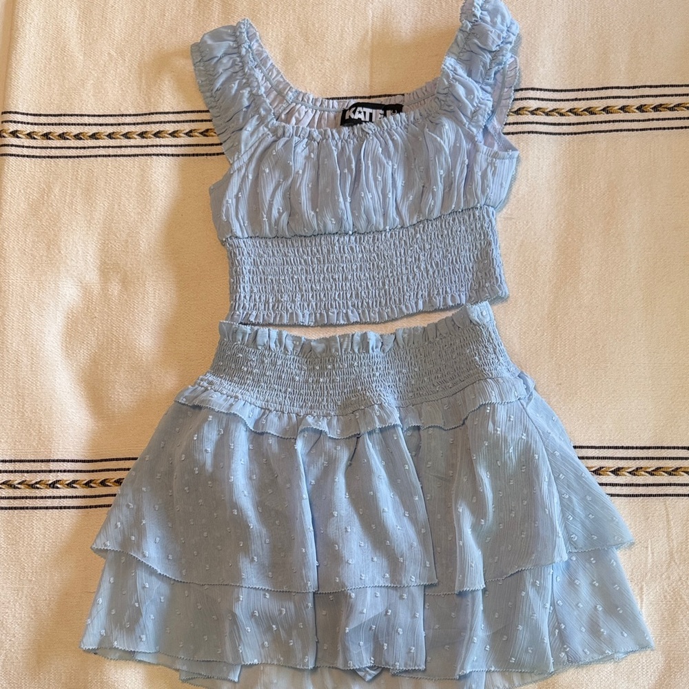Katie J NYC Girls Light Blue Ruffled Two-Piece Set